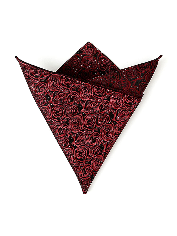 Pochette de costume en soie à motif de roses pour homme-Soieplus