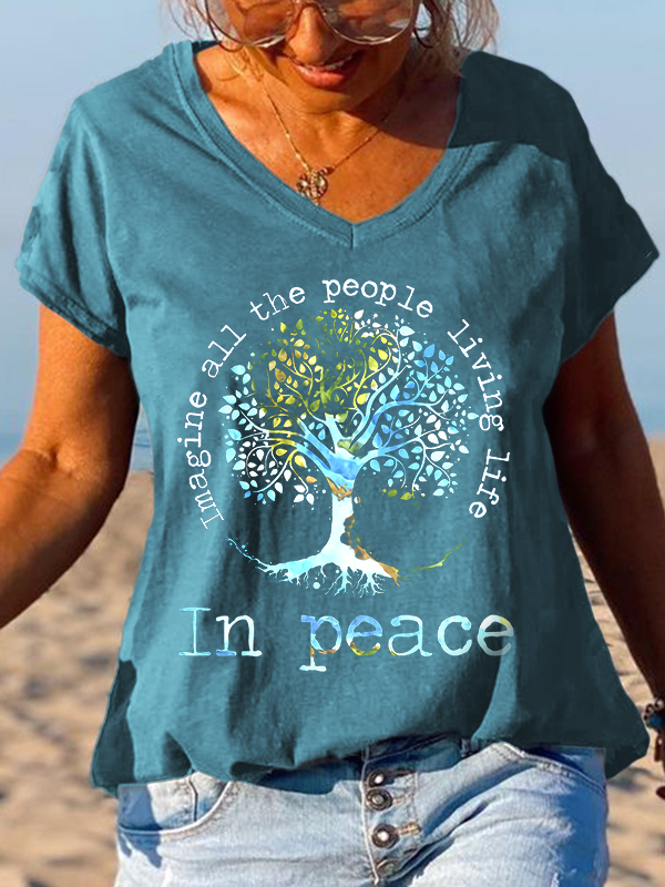 Oversized Imagine All The People Living Life Tree Of Life Graphic Tees