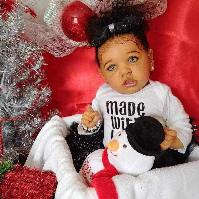 Black Realistic African Americans Reborn Baby Toddler Doll Girl Open Mouth with Clothes and Accessories 20'' Tracy, Poseable Lifelike Birthday Presents 2022 -Creativegiftss® - [product_tag]