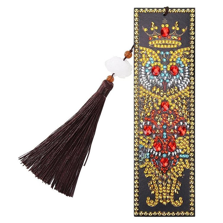 DIY Owl Special Shaped Diamond Painting Leather Bookmark Tassel Book Marks