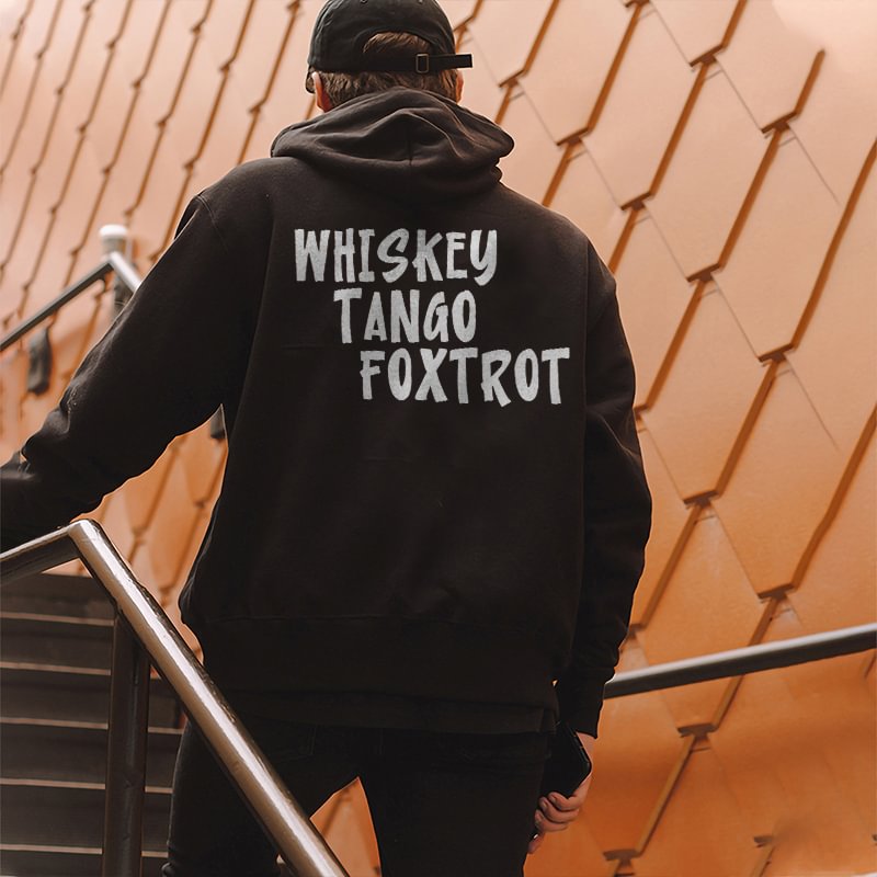UPRANDY Whiskey Tango Foxtrot Letters Print Casual Hoodie -  UPRANDY