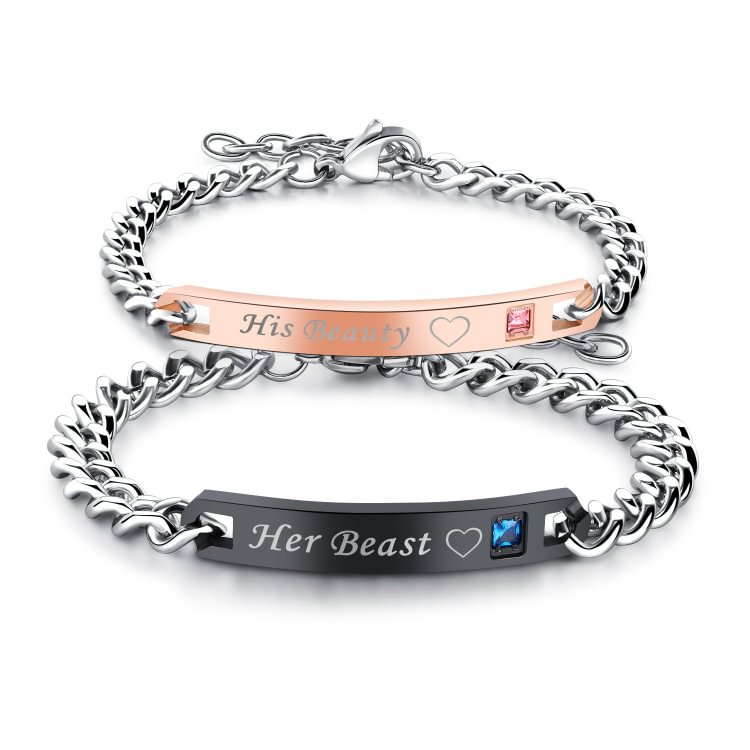 Beauty&Beast King&Queen Couples Matching Bracelet-Mayoulove