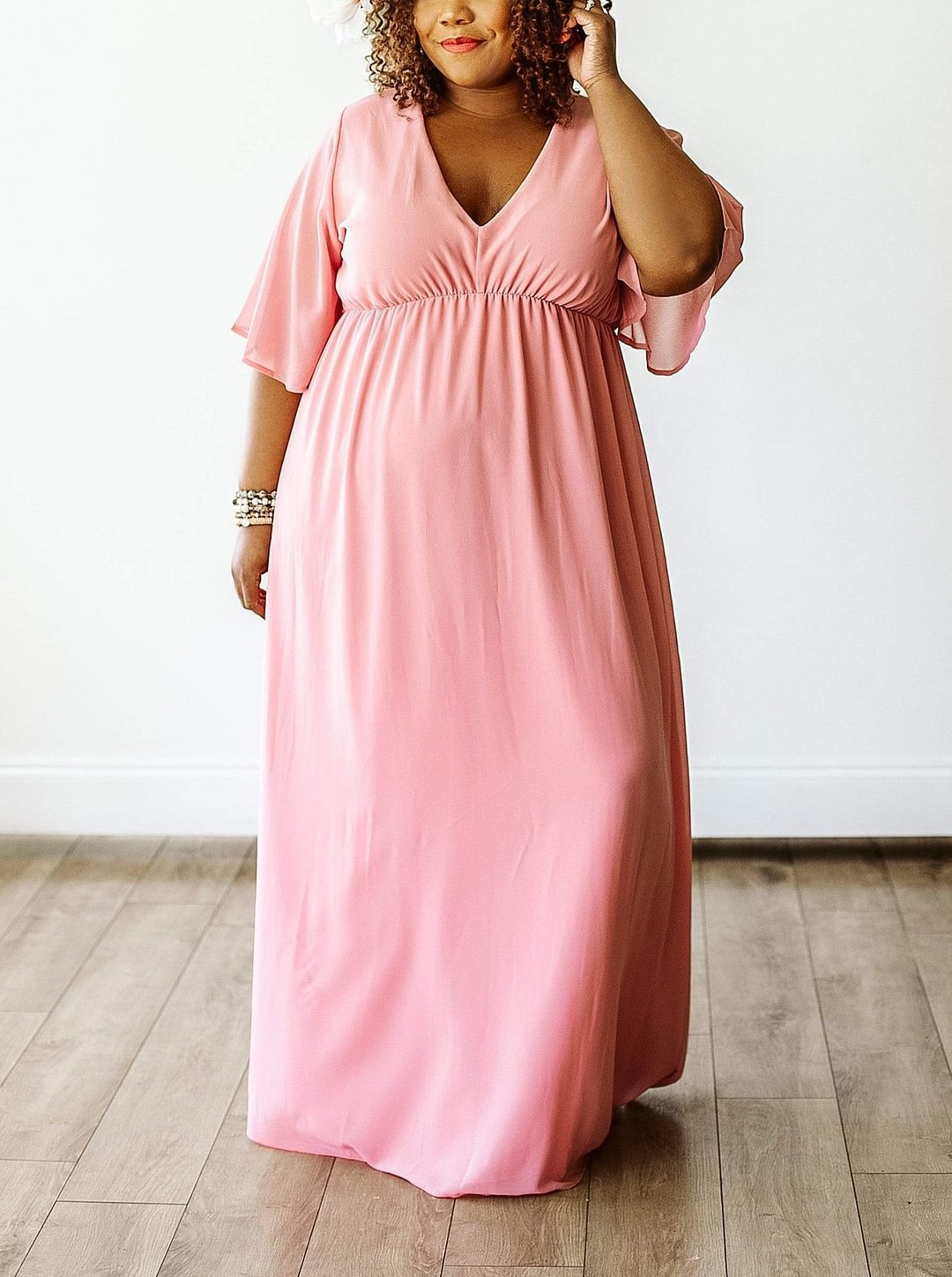 Timeless Beauty Curvy Maxi Dress In Pink