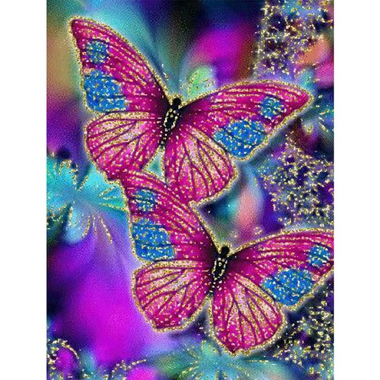 Butterflies - Crystal Round Drill Diamond Painting - 30*40CM