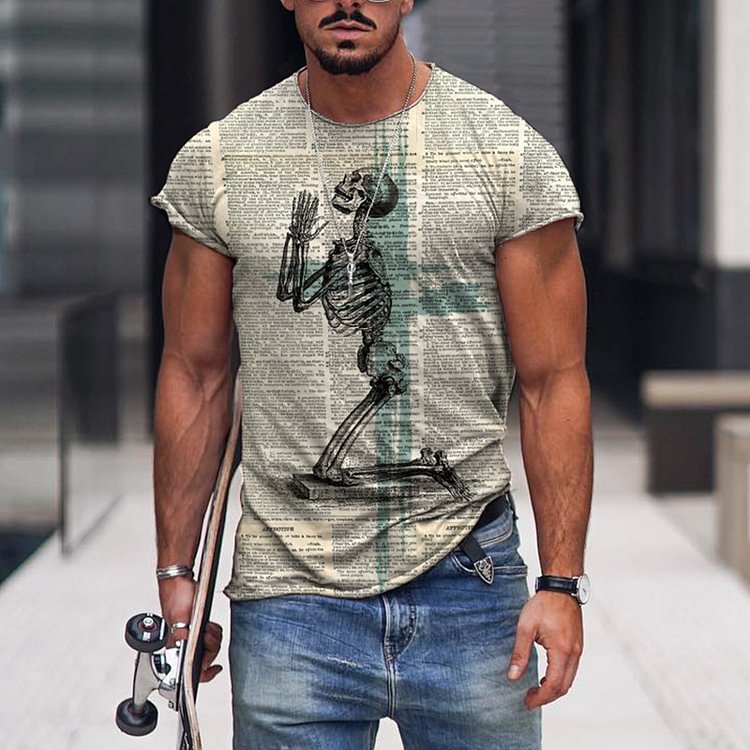BrosWear Men'S Casual Print Street Trend T-Shirt