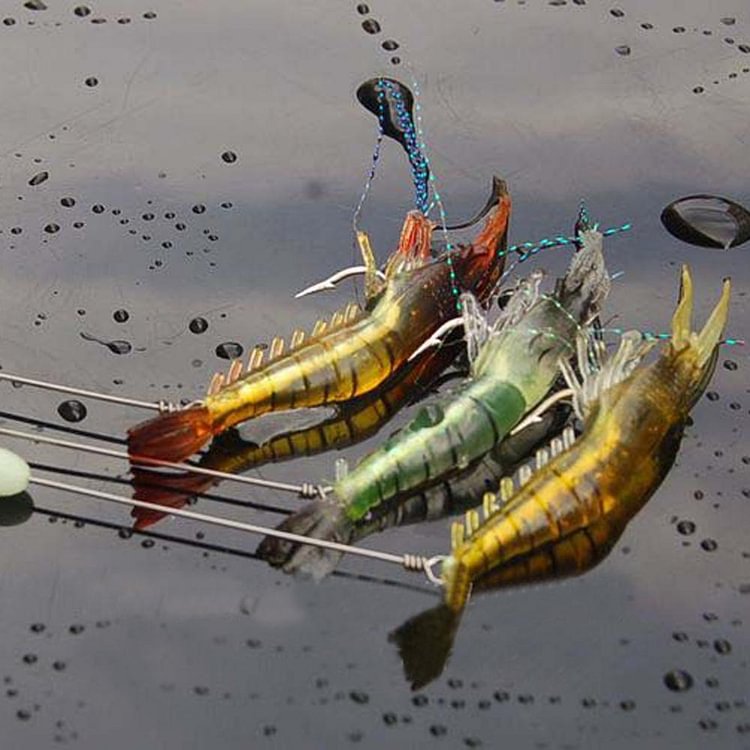 6G 3PCS Luminous Soft Lures Artificial Shrimp Hooks Fishing Baits