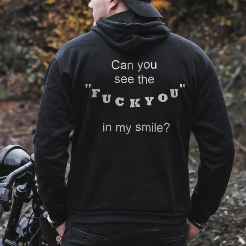 Can You See The "Fuckyou" In My Smile? Printed Men's Loose Casual Hoodie - Krazyskull