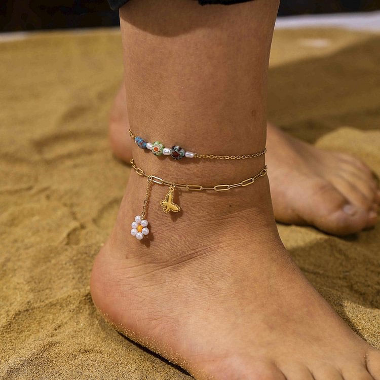 Flower Double Layer Anklet