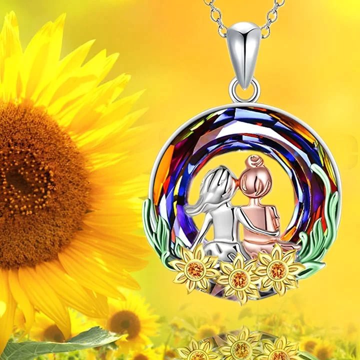 S925 Mother & Daughter Forever Linked Together Crystal Necklace