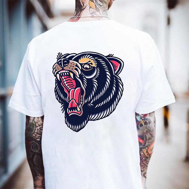 Domineering animal print loose T-shirt designer - Krazyskull