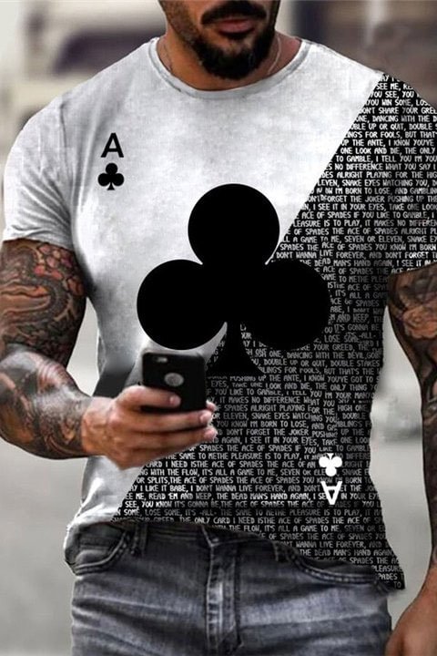 Tiboyz Playing Card Printed Short Sleeve T-Shirt