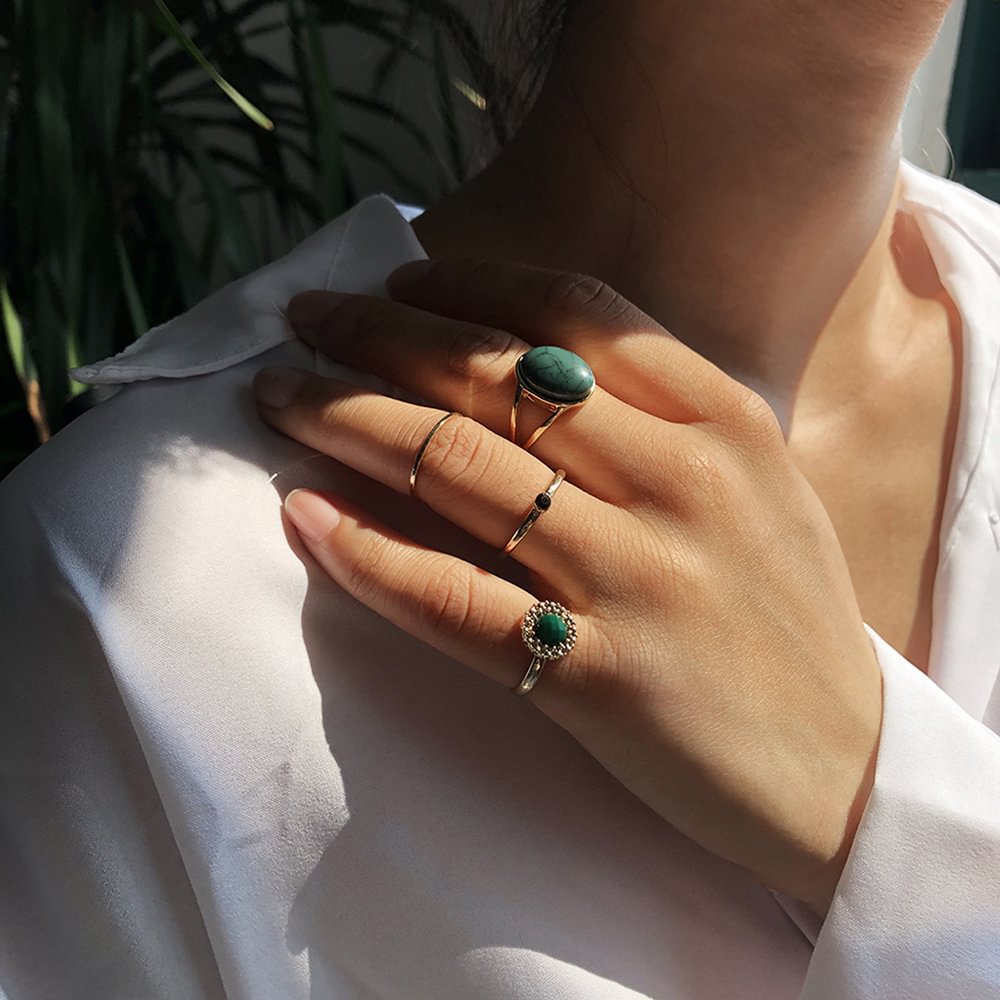 Minnieskull Ladies alloy all-match fashion 6-piece rings set - Minnieskull