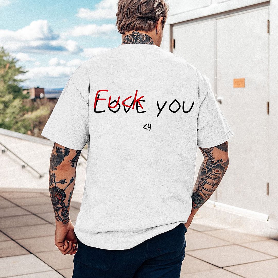 Love You Printed Casual T-shirt - Cloeinc