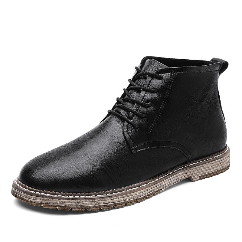 men's autumn outdoor leather lace-up high-top ankle martin boots oxford shoes-Corachic