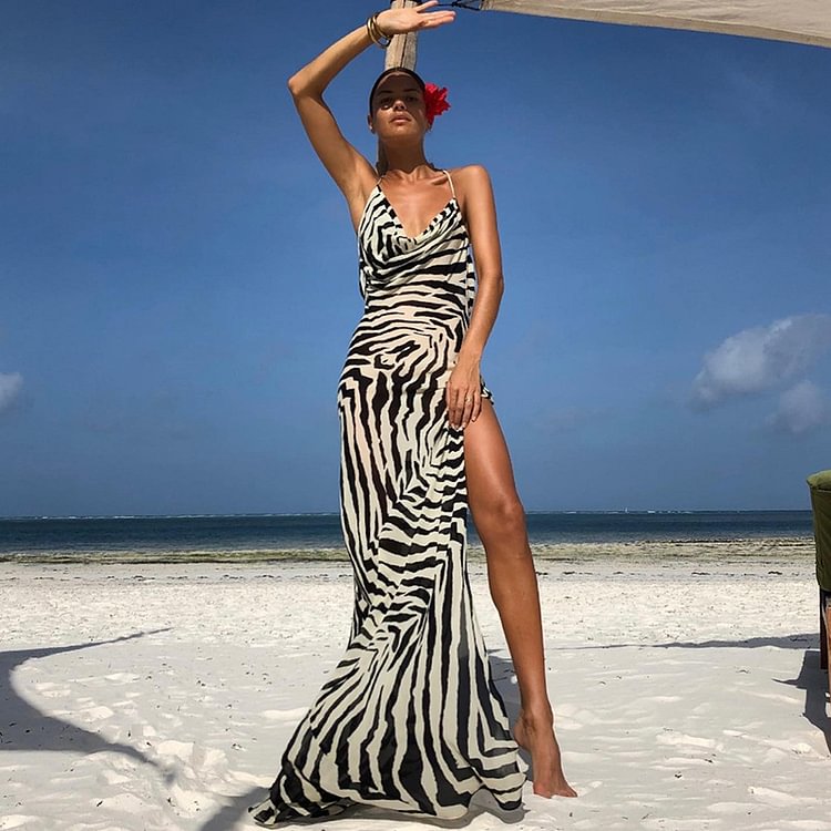 Women's Zebra Maxi Dress