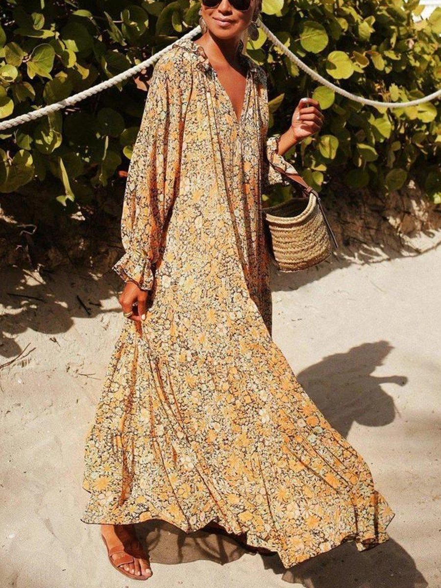 Toes in the Sand Floral Print Maxi Dress P16011