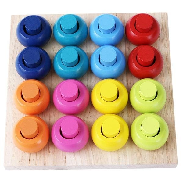 Wooden Color Sorting Stacking Rings Board-Mayoulove