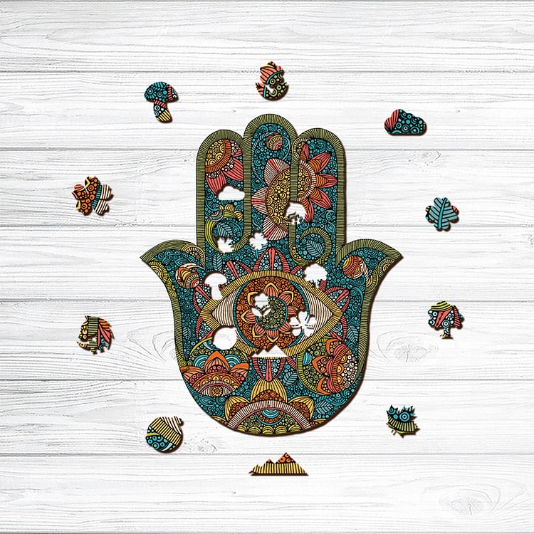Hamsa Hand Mandala Wooden Puzzle
