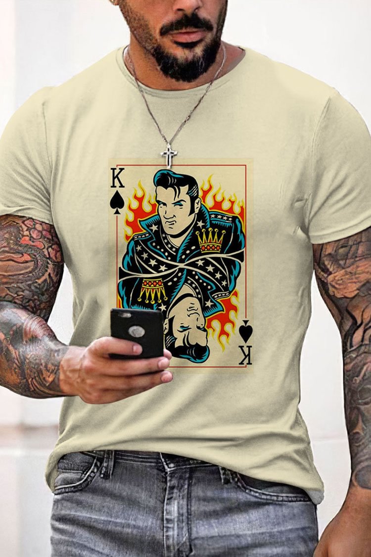 Tiboyz Beige Casual Vintage Men's T-Shirt