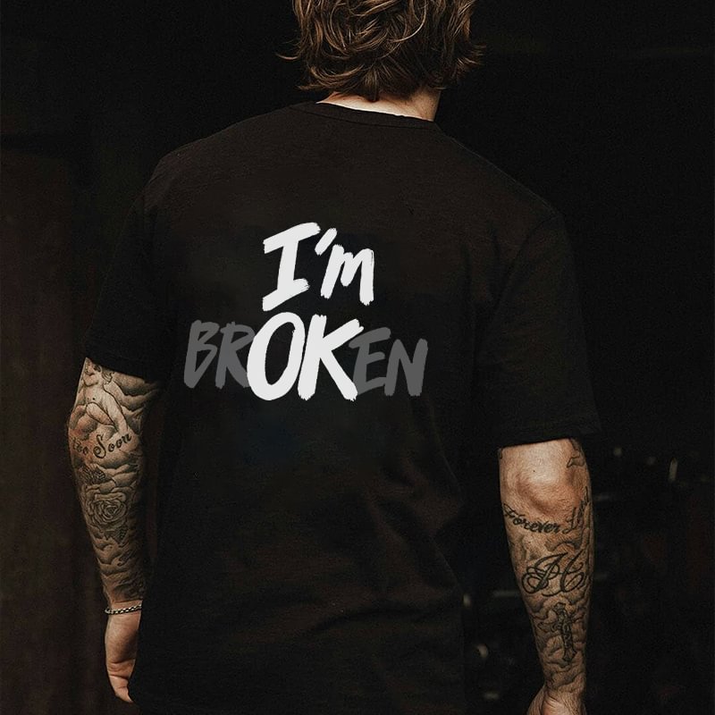 I'm Broken Men's Fun Monogram T-shirt - Krazyskull