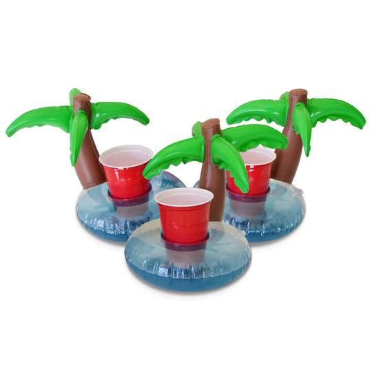Inflatable Palm Island Drink Holder (3 Pack)、、sdecorshop