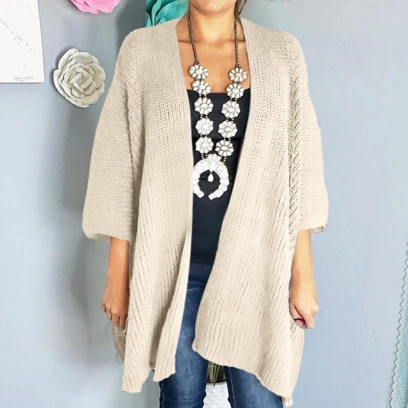 Plain Loose Outdoor Knitted Cardigan-Corachic