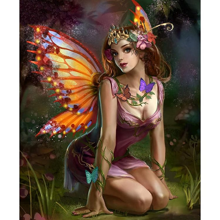 Butterfly Fairy Girl - Round Drill Diamond Painting - 30*40CM