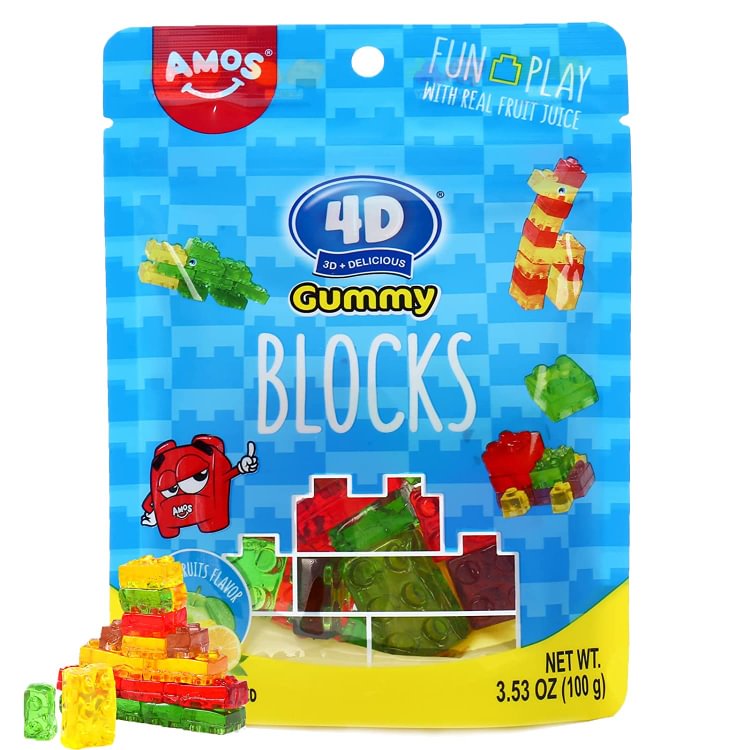 AMOS 4D Gummy Blocks Lego Gummies Candy (Pack of 3)