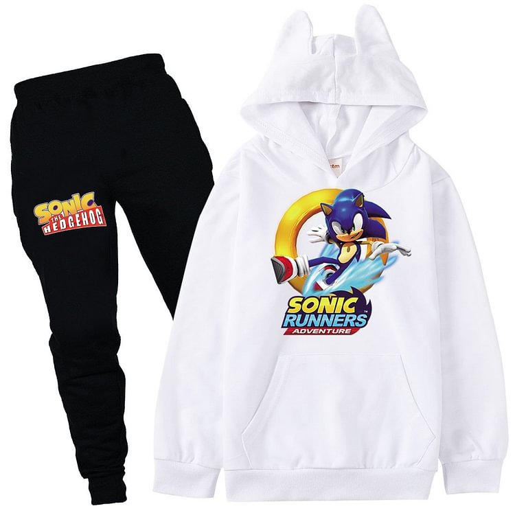 Mayoulove Sonic Runners Adventures Print Girls Boys Hoodie Pants Set Tracksuit-Mayoulove