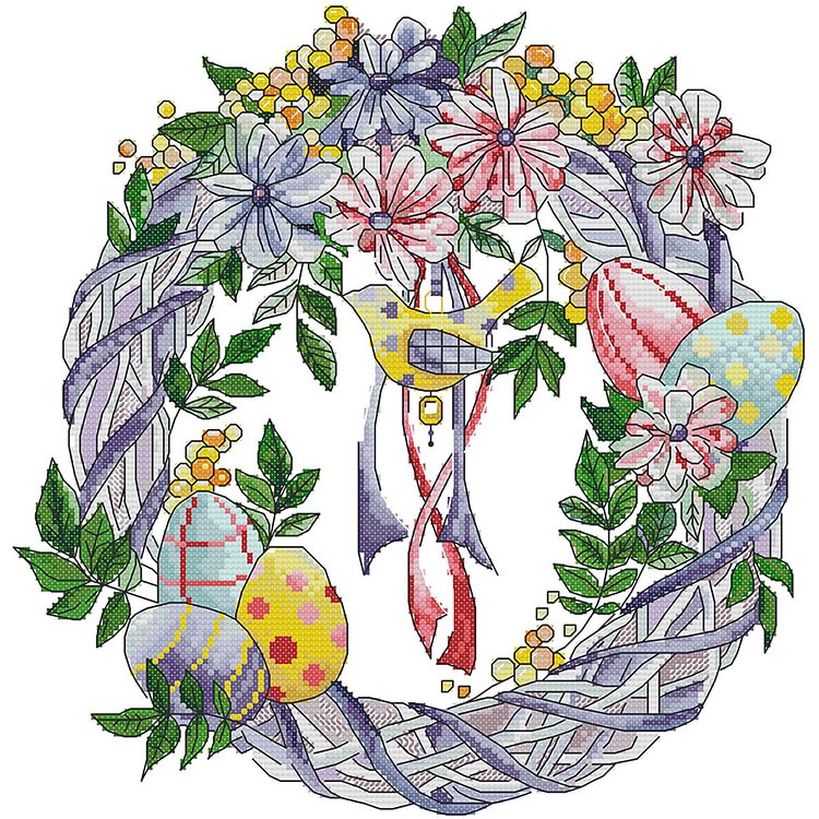 Easter Egg Wreath -11CT Stamped Cross Stitch-43*44cm