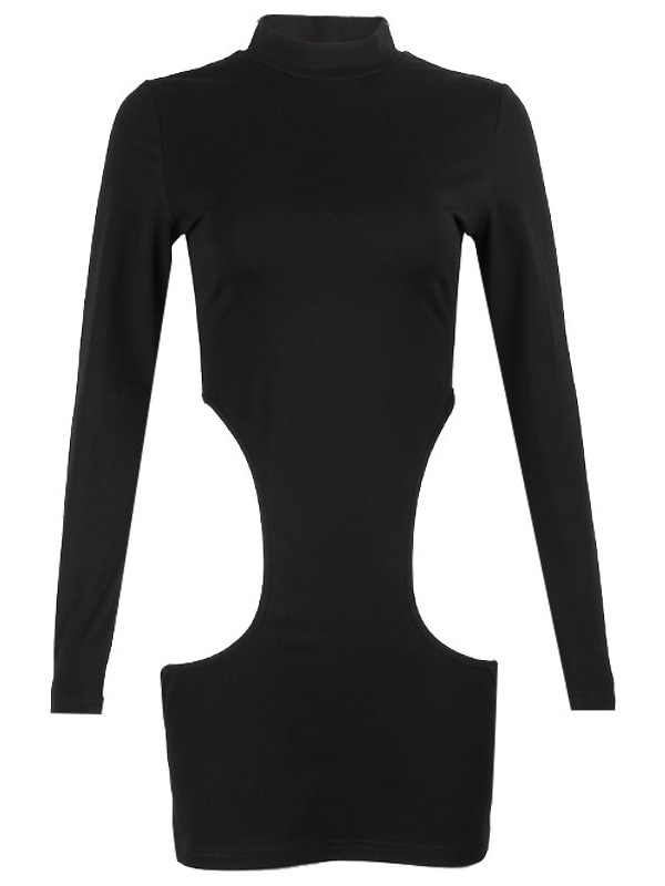 Cutout Black Long Sleeve Bodycon Dress
