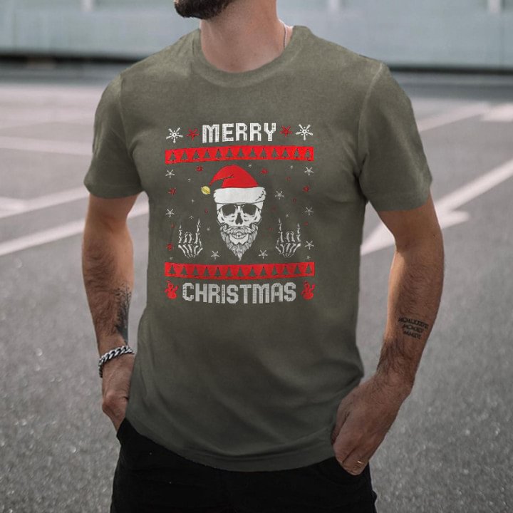 Minnieskull Merry Christmas Skull Men's T-shirt - Minnieskull