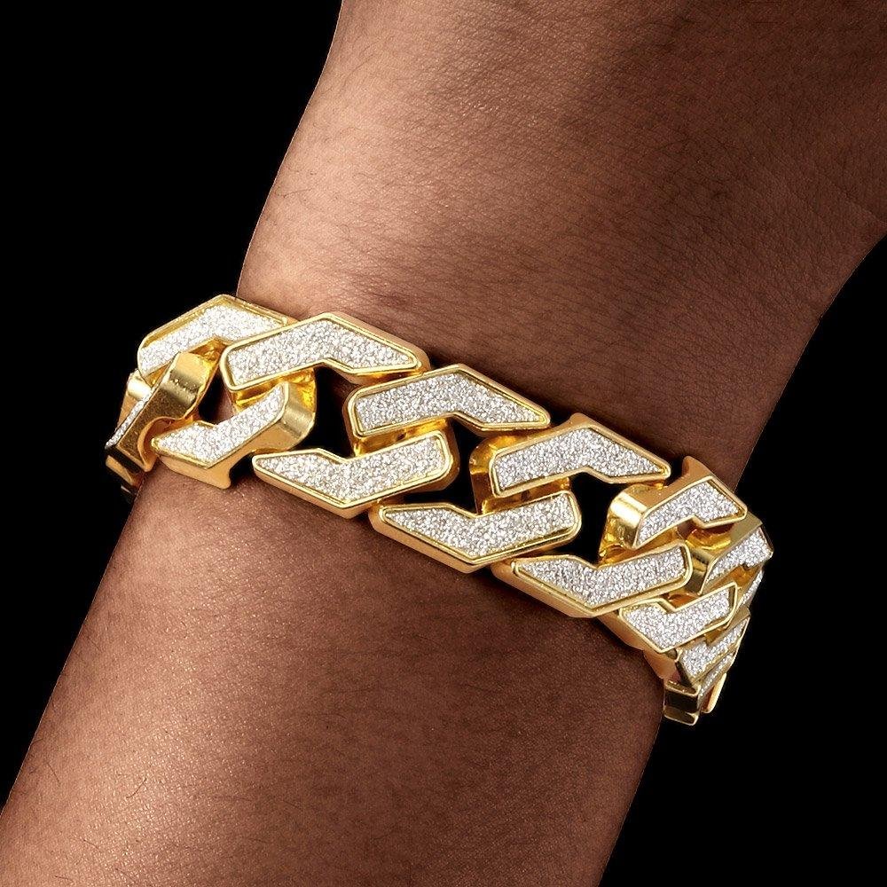 16MM Cuban Gold Plated Sandblast Bracelet-VESSFUL