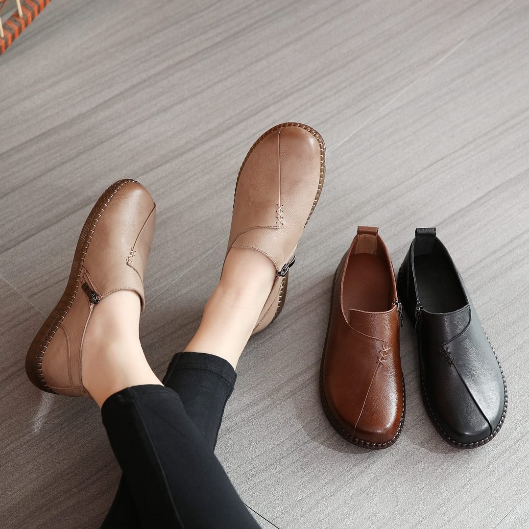 Vintage Handmade Round Toe Soft Casual Shoes