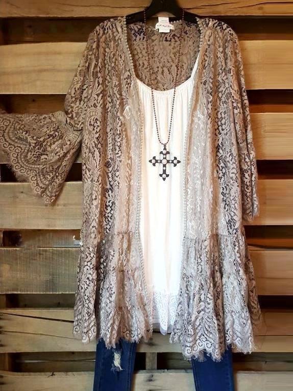 Lace In Your Arms Cardigan - Mocha