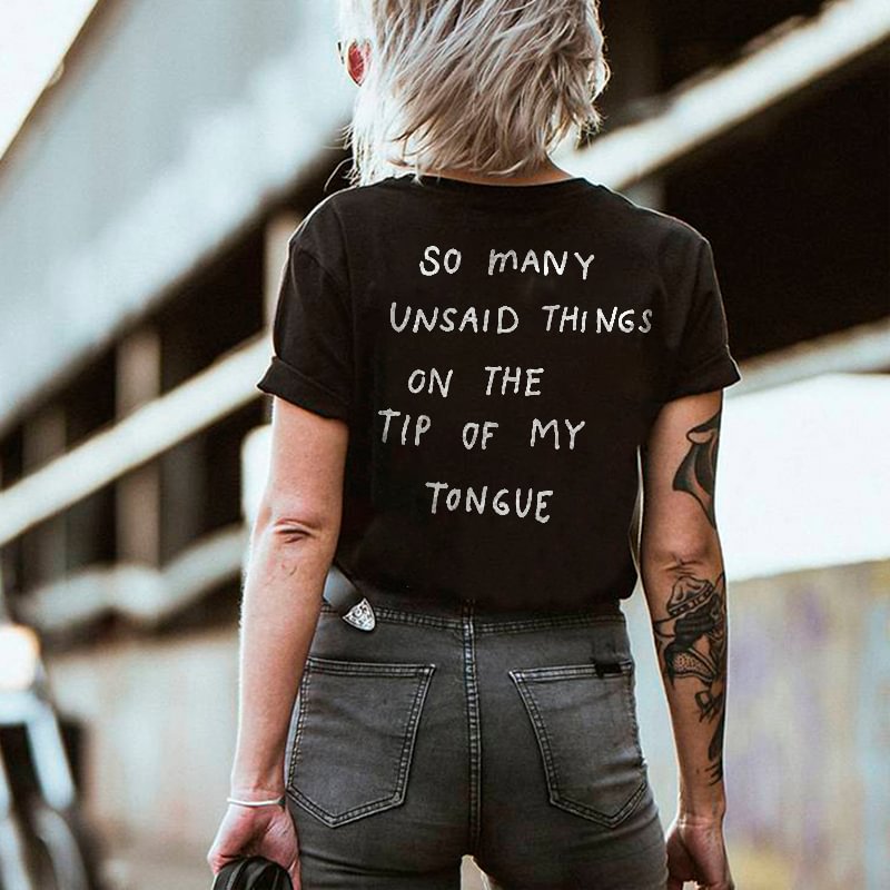 Minnieskull So Many Unsaid Things On The Tip Of My Tongue Letters T-shirt - Minnieskull