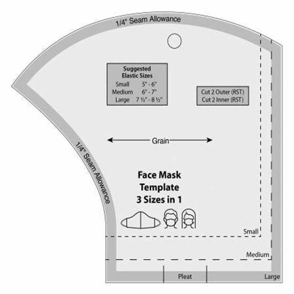 Face Mask Template Ruler  - Non Slip High Grade Acrylic - 3 sizes