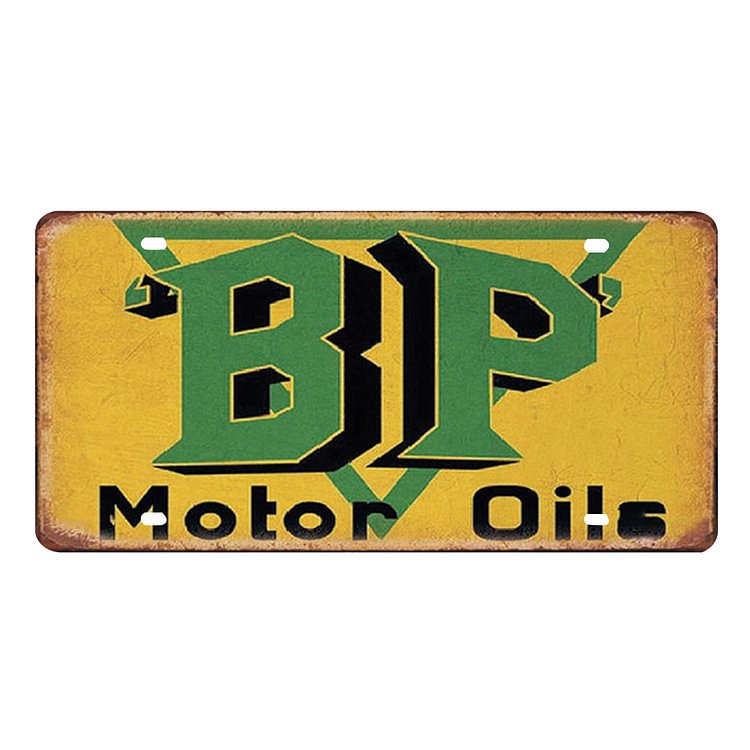 BP Motor Oils License Plate Vintage Metal Tin Sign Plaque for Bar Pub Club