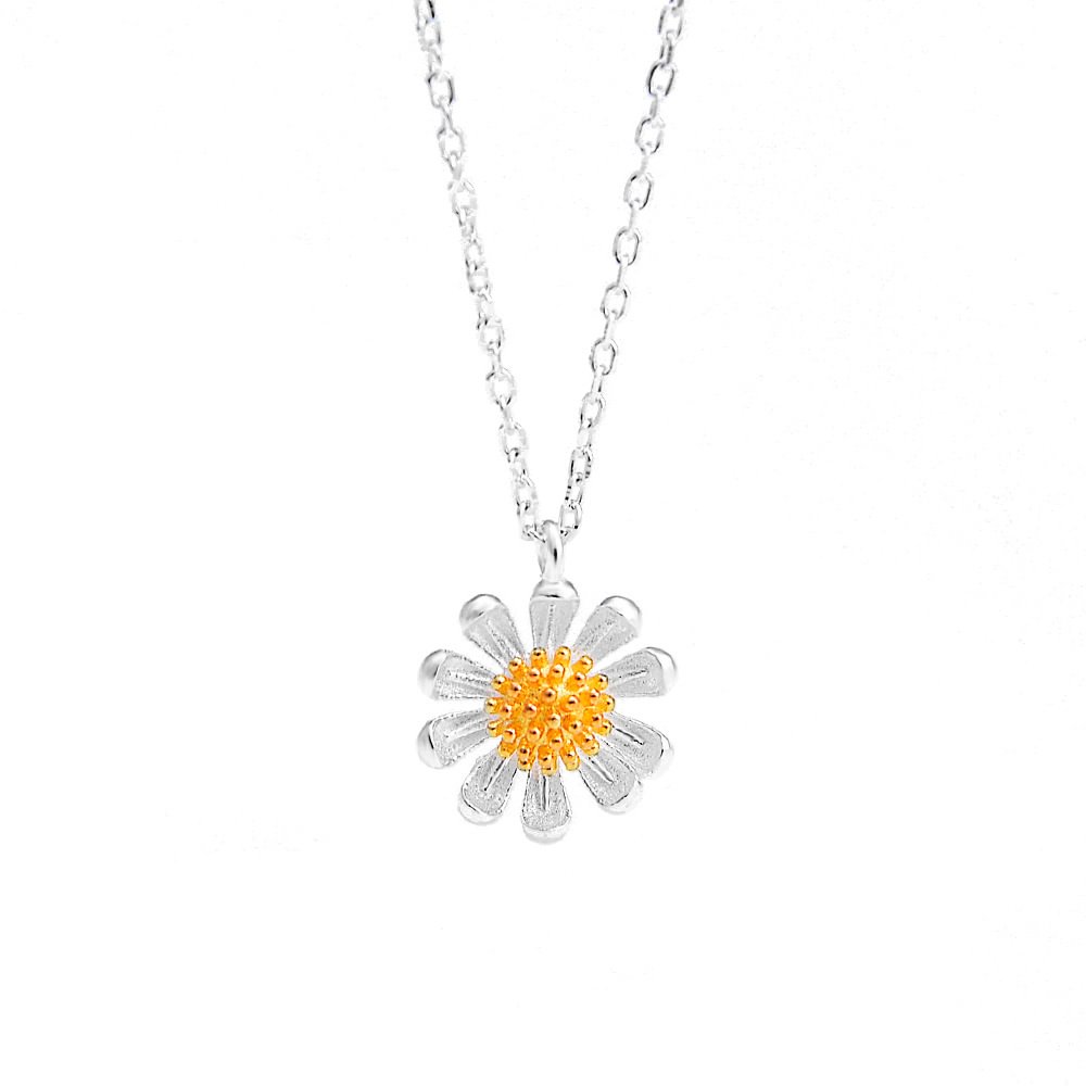 Sunflower Silver Pendant Necklace