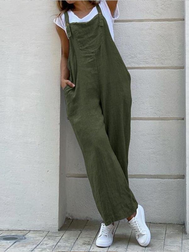 Women's Strap Solid Color Long Jumpsuit-Mayoulove