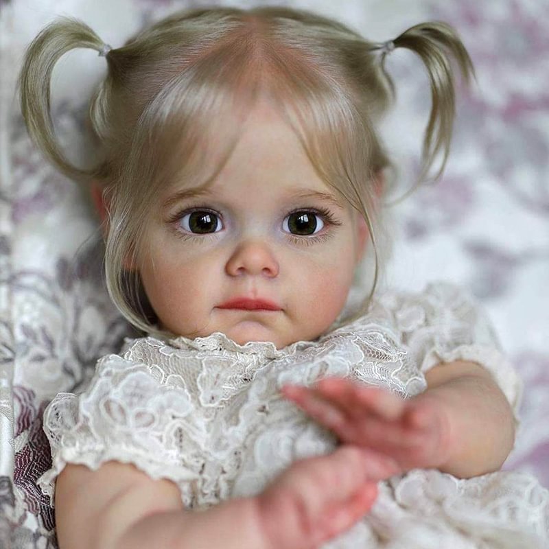 Super Trending 15'' Blonde Hair Nathalia Realistic Reborn Awake Baby Girl By With "Heartbeat" and Coos