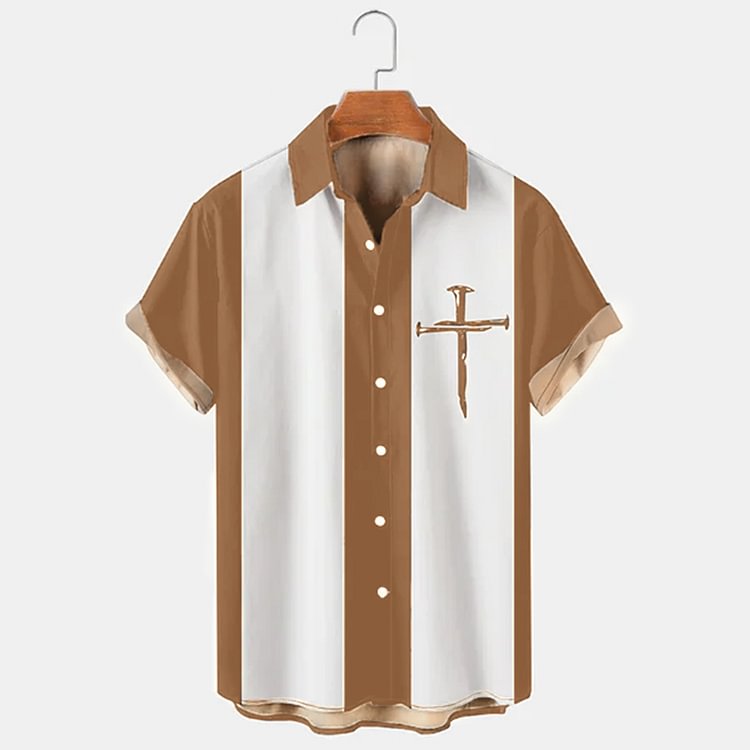 BrosWear Colorblock Cross Short Sleeve Shirt