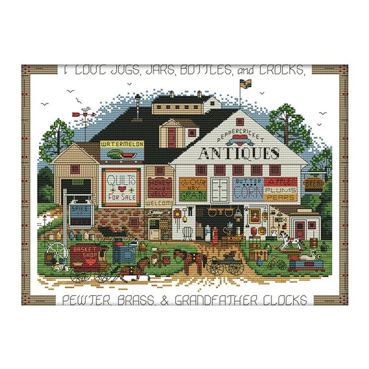 Shopping Festival - 14Ct Stamped Cross Stitch Kit 41*31CM