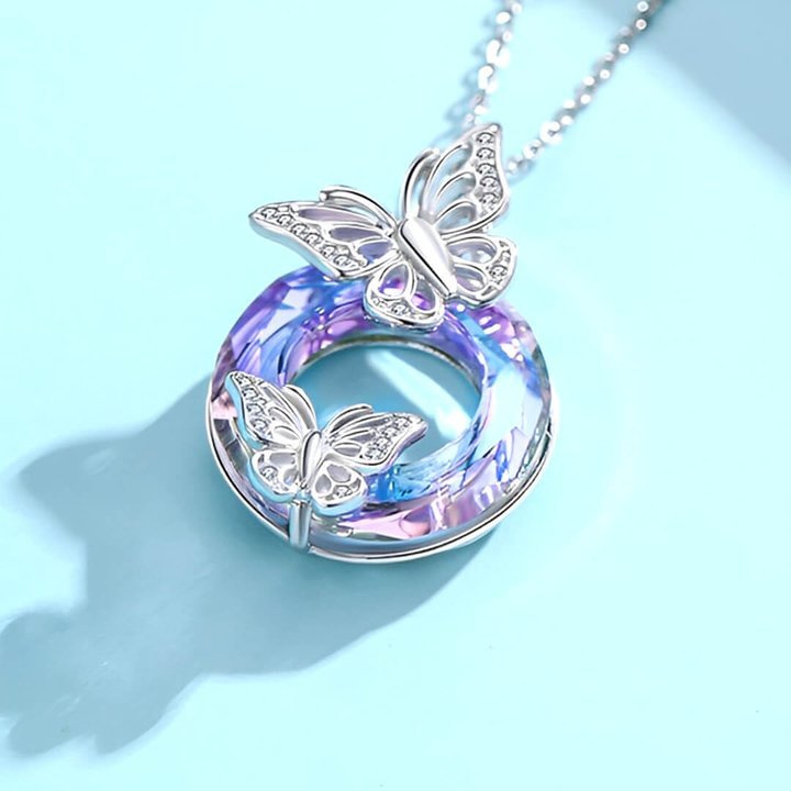 For Daughter - S925 Let Your Beauty Show Crystal Hollow Butterfly Necklace