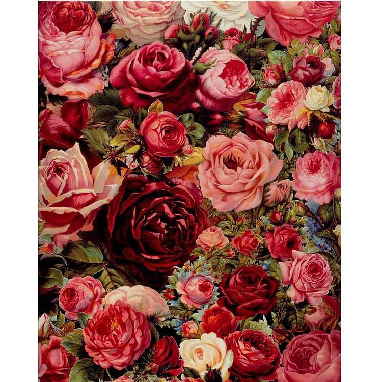 (11Ct Counted/Stamped) Rose Flower - Cross Stitch Kit 50*70CM