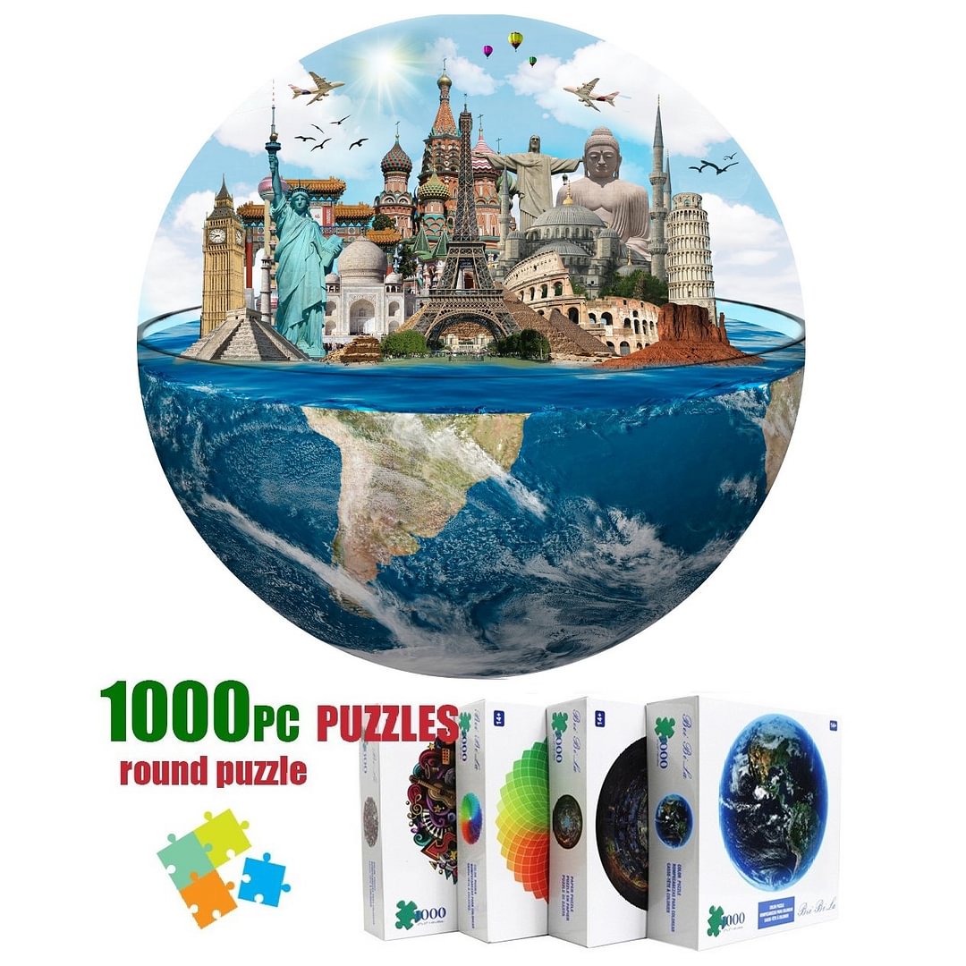 Jigsaw Puzzle Round 1000 Pieces Practice Concentration Pressure Relief Toy for Adult Teenager  - vzzhome