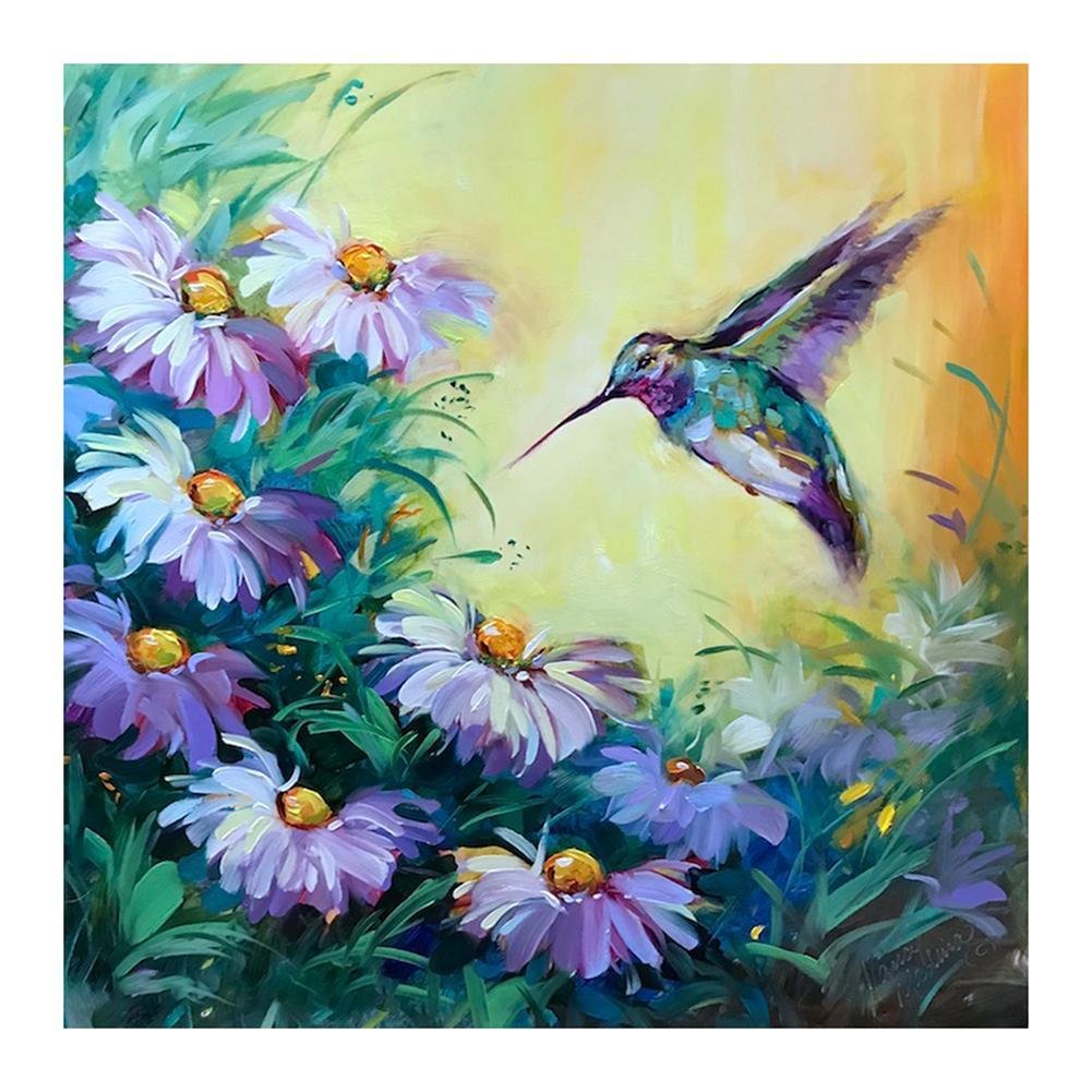 Full Round Diamond Painting Hummingbird Daisy (30*30cm)