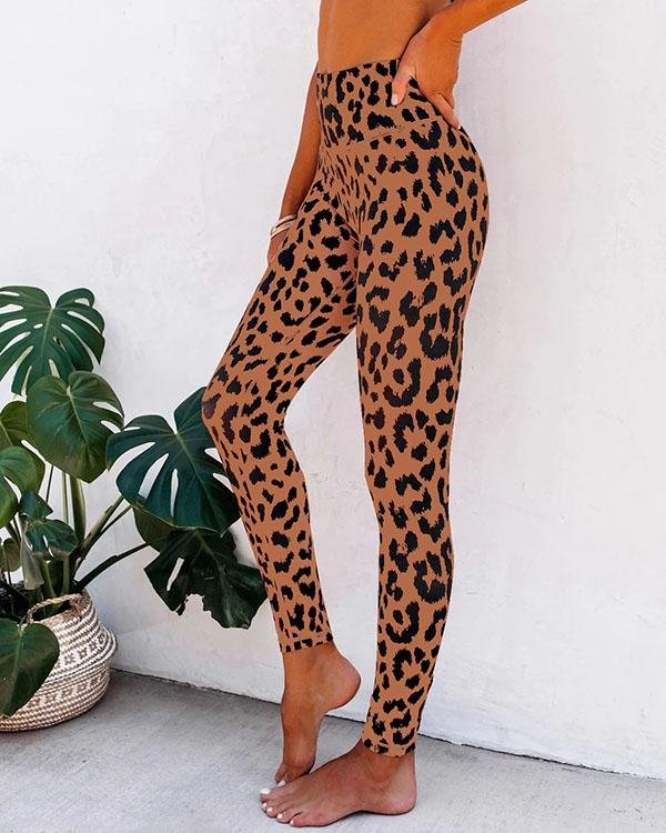 leopard print casual sport leggings for women p579051