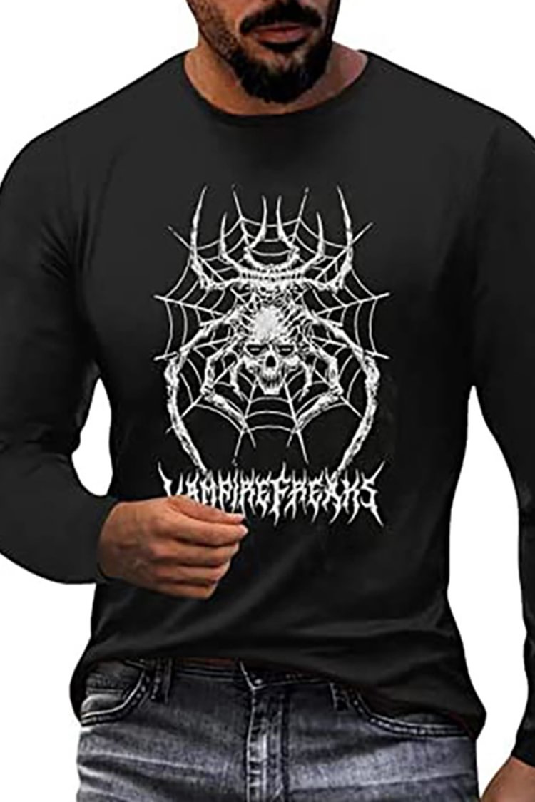 Tiboyz Men's Halloween Spider Long Sleeve T-Shirt