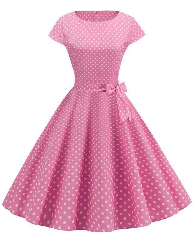 Women's A-Line Dress Knee Length Dress Short Sleeve Print Vintage Blushing Pink S M L XL XXL-Corachic
